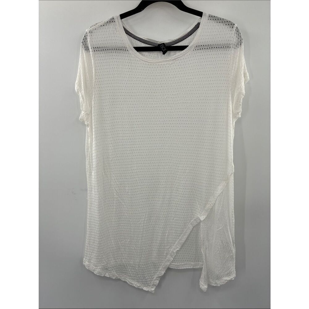 Lightweight White Short Sleeve Asymmetric Women's Top